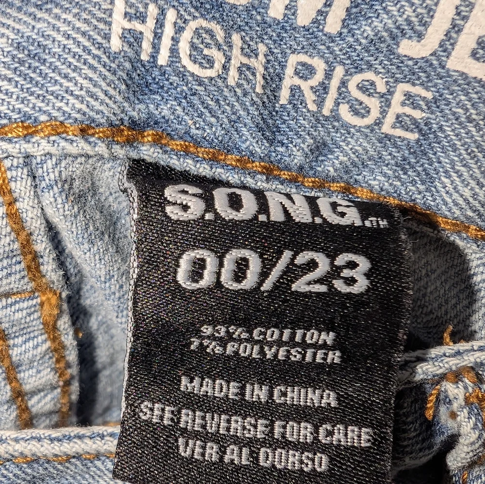 S.O.N.G. Mom Hi-Rise Distressed Jeans Women's‎ Size 00 Waist 23